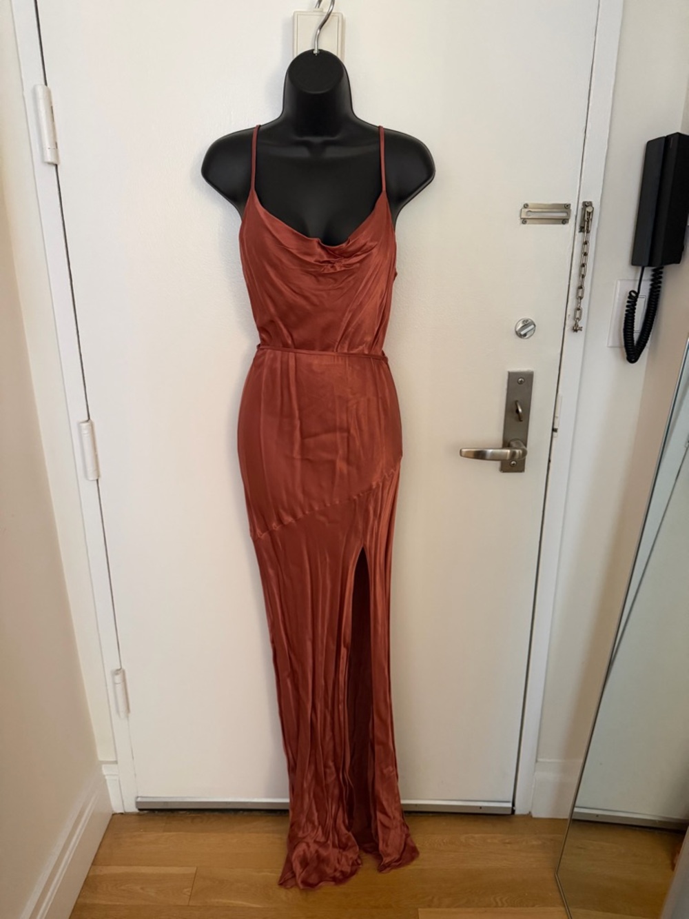 Shona Joy La Line Bias Cowl Maxi Dress | Size 4 | Terracotta